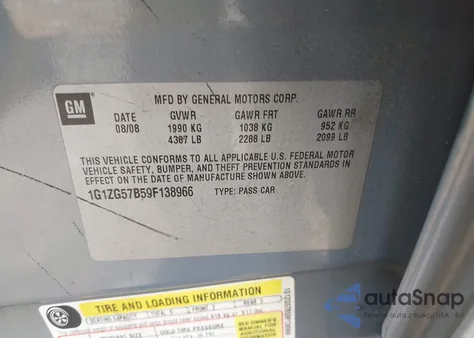 2009 Chevrolet Malibu Ls z USA, uszkodzony, nr VIN 1G1ZG57B59F138966